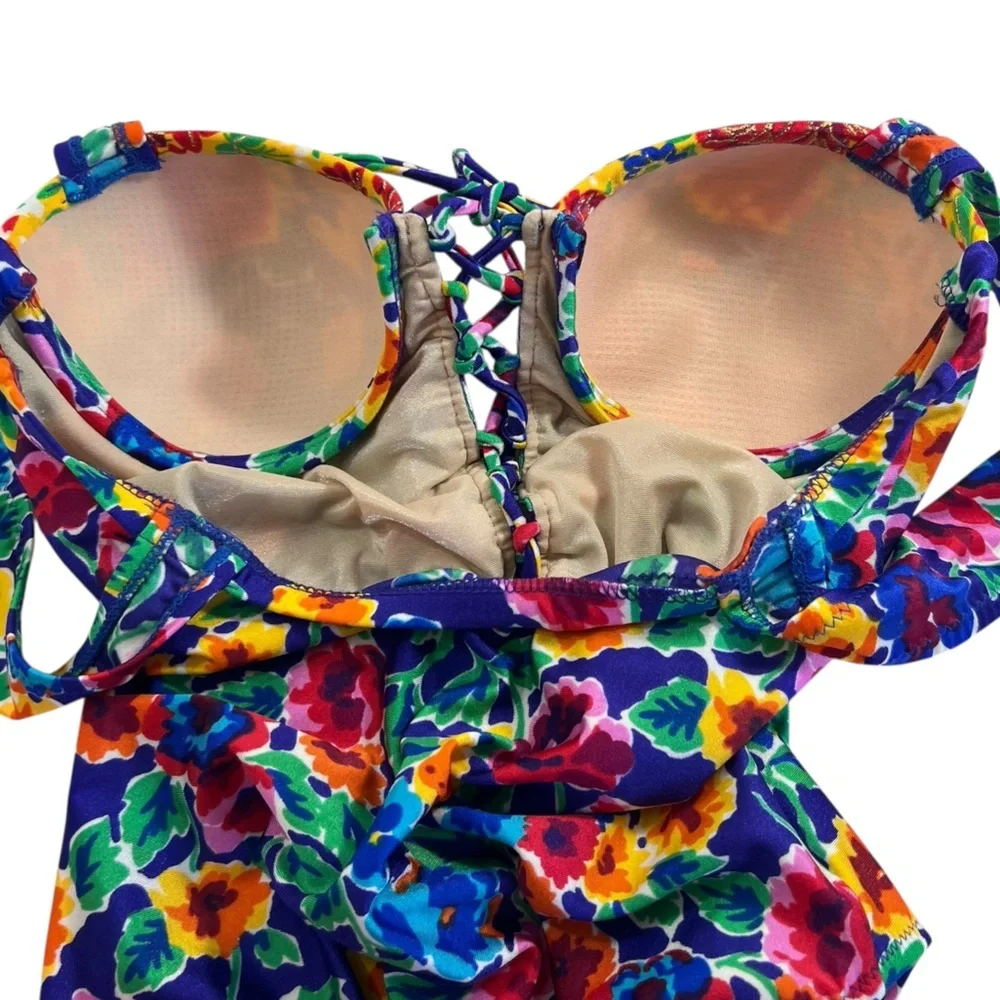 Gottex Sak’s Fifth Avenue Floral Corset Underwire Couture Designer Swimsuit